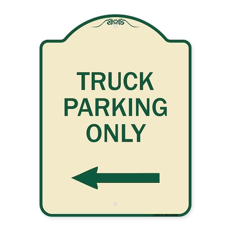 Signmission Reserved Parking Truck Parking W/ Left Arrow Heavy-Gauge Aluminum Sign, 24" x 18", TG-1824-23030 A-DES-TG-1824-23030